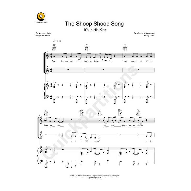 Sheet music THE SHOOP SHOOP SONG (IT'S IN HIS KISS) Cher
