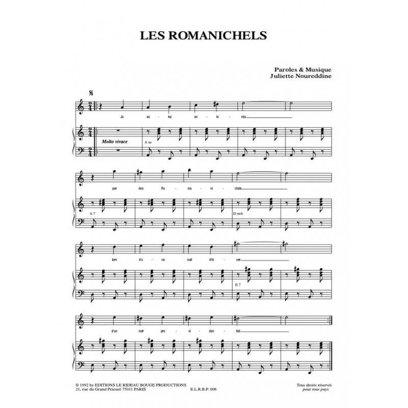 Partition LES ROMANICHELS JULIETTE