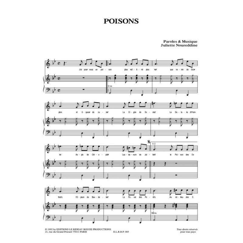 Partition POISONS JULIETTE