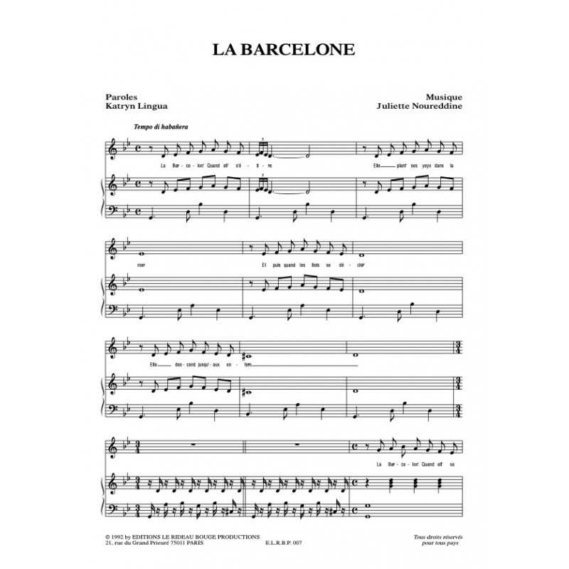 Partition LA BARCELONE JULIETTE
