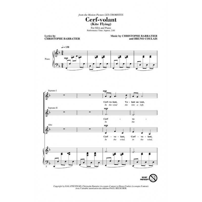 Partition CERF-VOLANT (KITE FLYING) Bruno Coulais