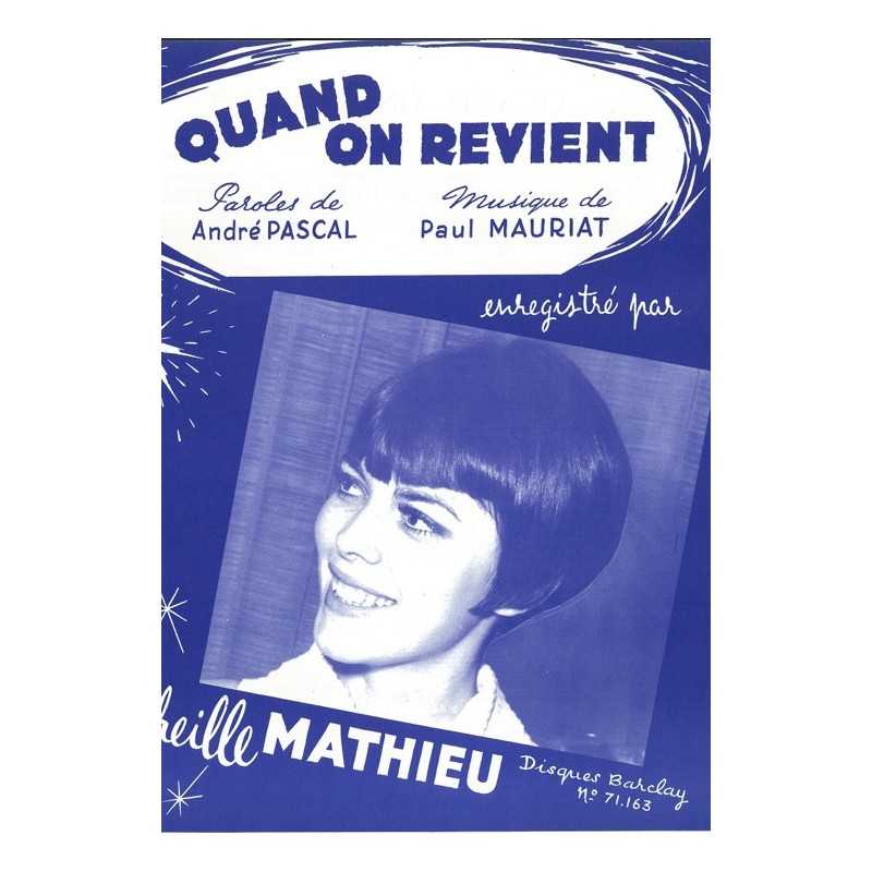 Sheet music QUAND ON REVIENT Mireille MATHIEU