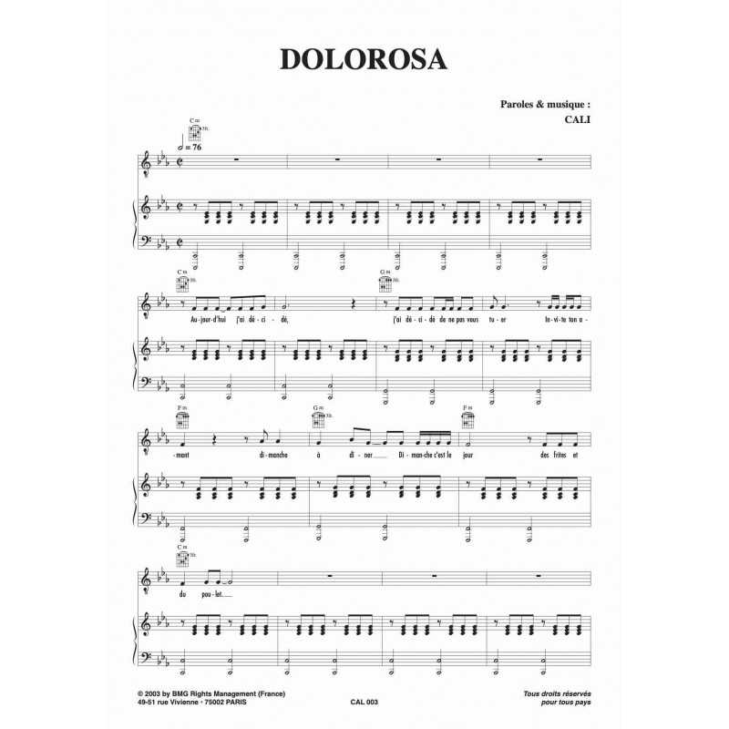 Sheet music DOLOROSA CALI