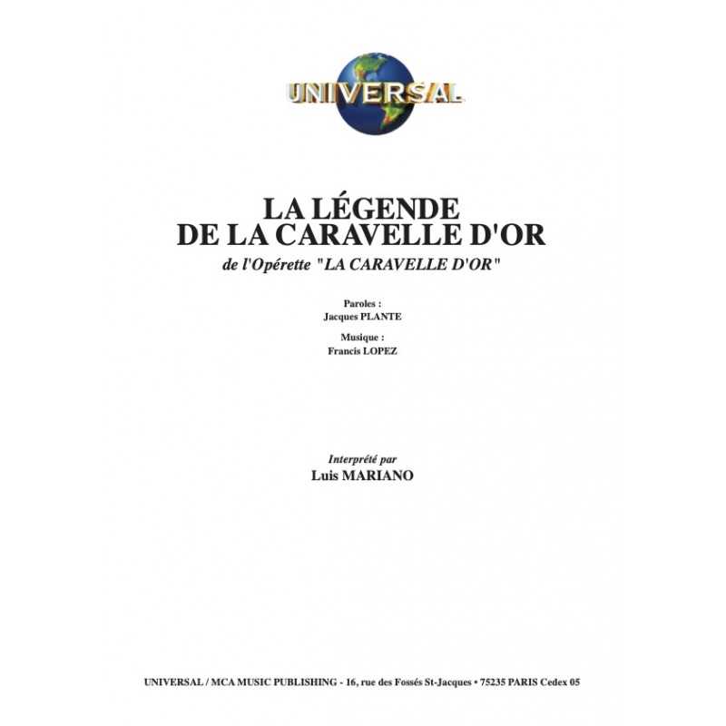 Partition LA LÉGENDE DE LA CARAVELLE D'OR Luis Mariano