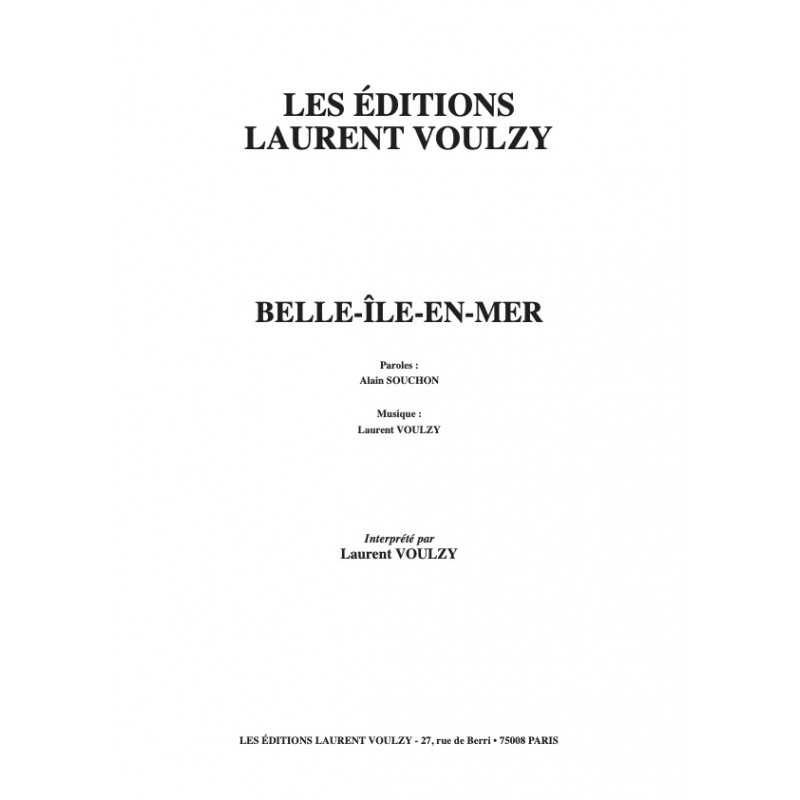 Sheet music BELLE ÎLE EN MER Laurent VOULZY