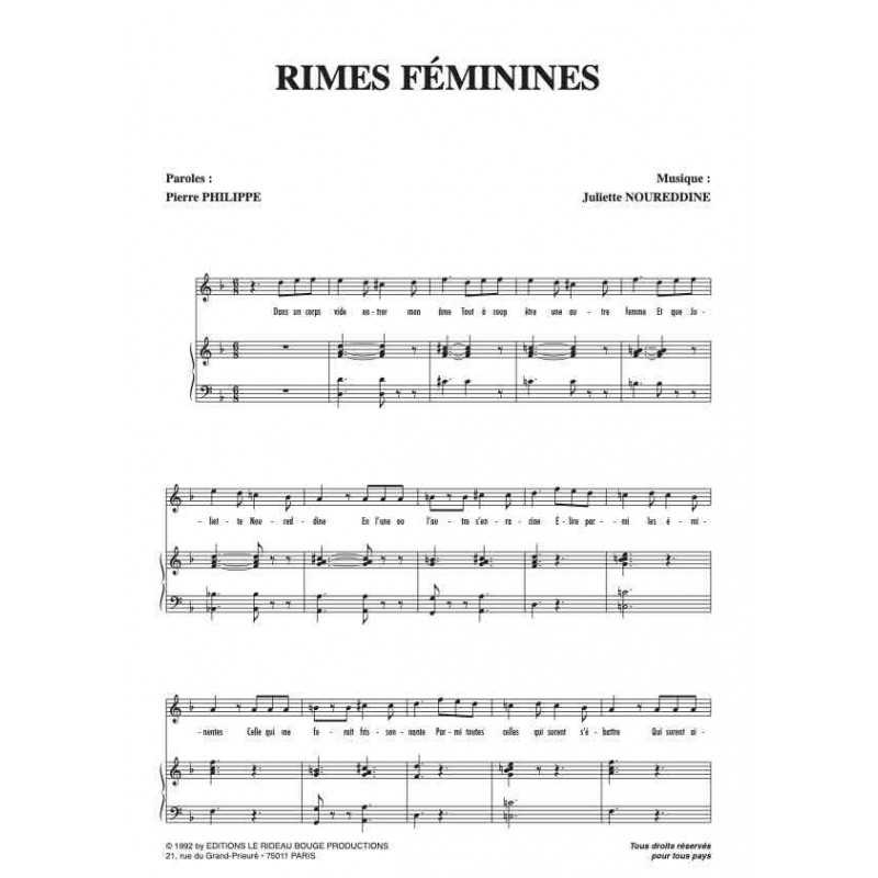 Partition RIMES FÉMININES JULIETTE