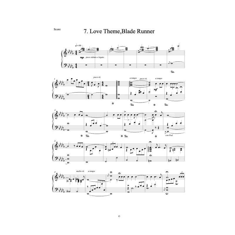 Sheet music LOVE THEME (BLADE RUNNER) Vangelis