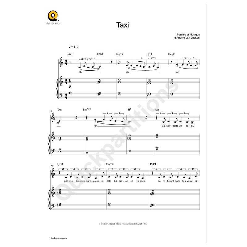 Partition TAXI Angèle