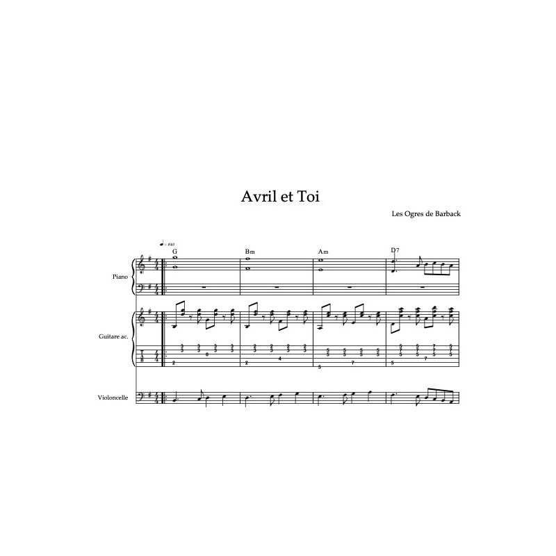Sheet music AVRIL ET TOI LES OGRES DE BARBACK