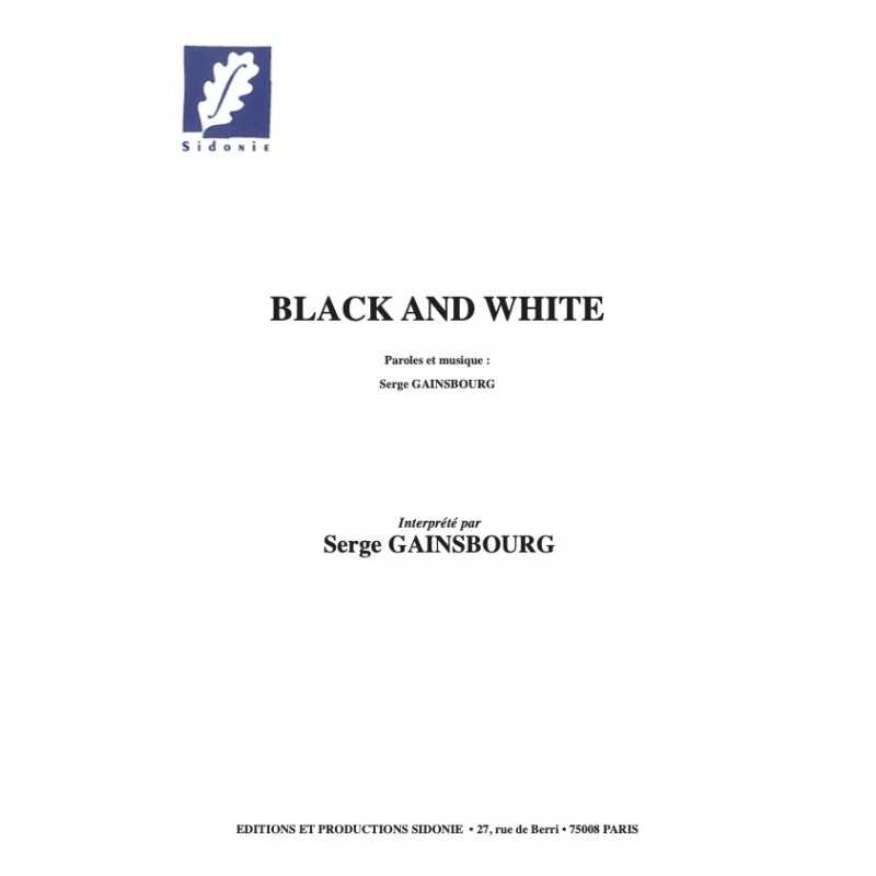 Sheet music BLACK AND WHITE Serge GAINSBOURG