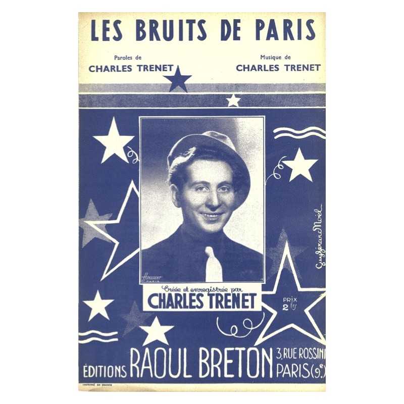 Sheet music LES BRUITS DE PARIS Charles TRENET