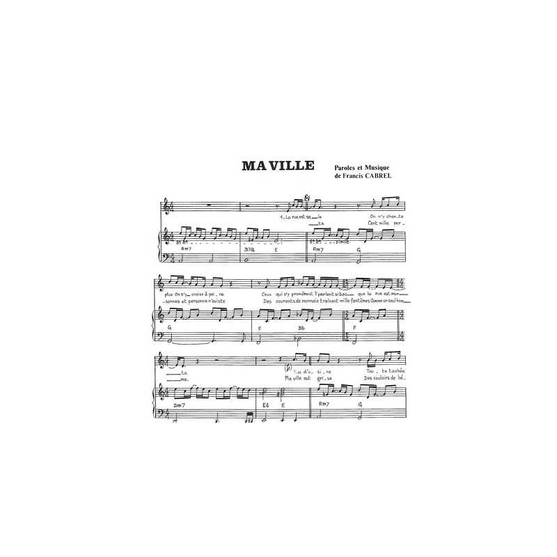 Partition MA VILLE Francis CABREL PDF