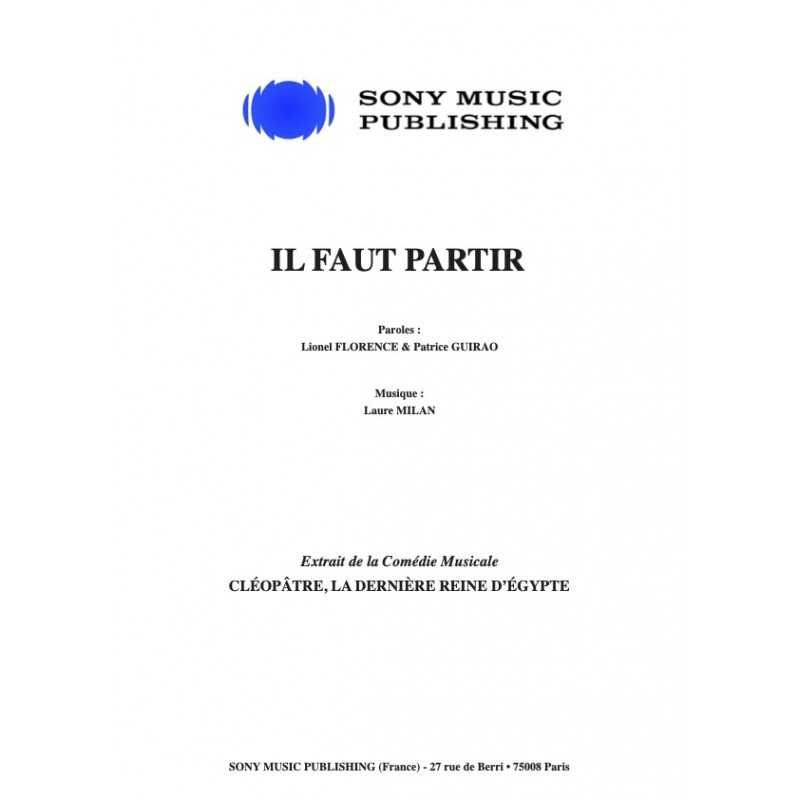Partition IL FAUT PARTIR CLÉOPÂTRE (LE MUSICAL)
