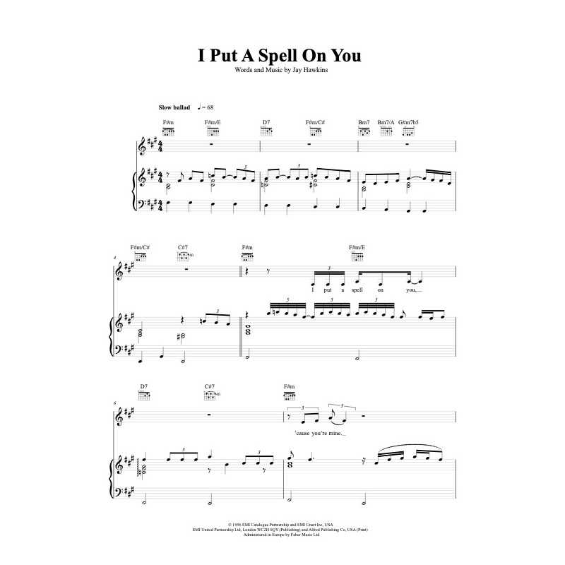 Sheet music I PUT A SPELL ON YOU Nina Simone