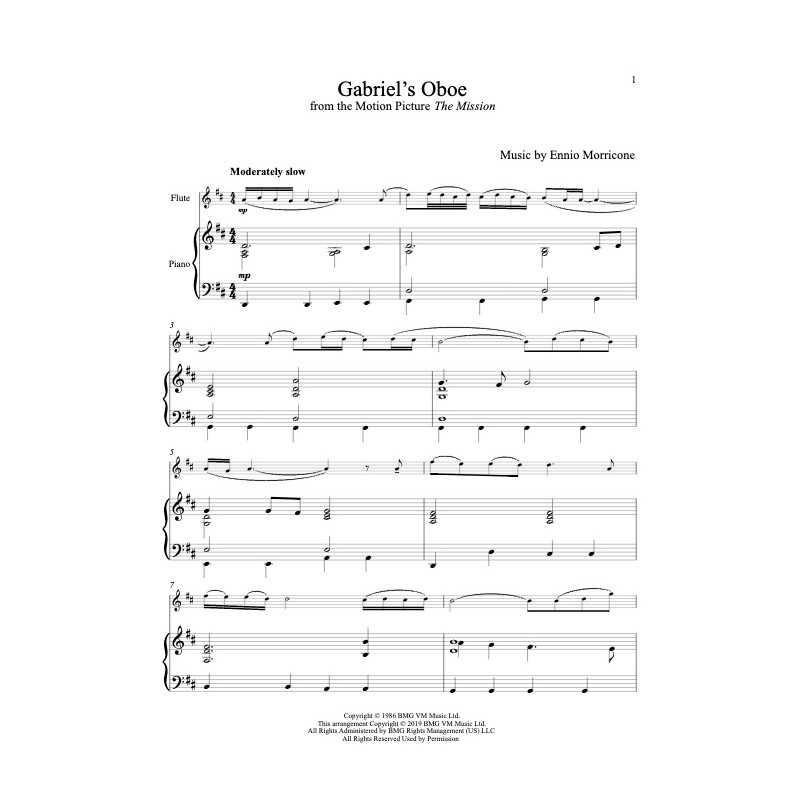 Sheet music GABRIEL'S OBOE Ennio Morricone