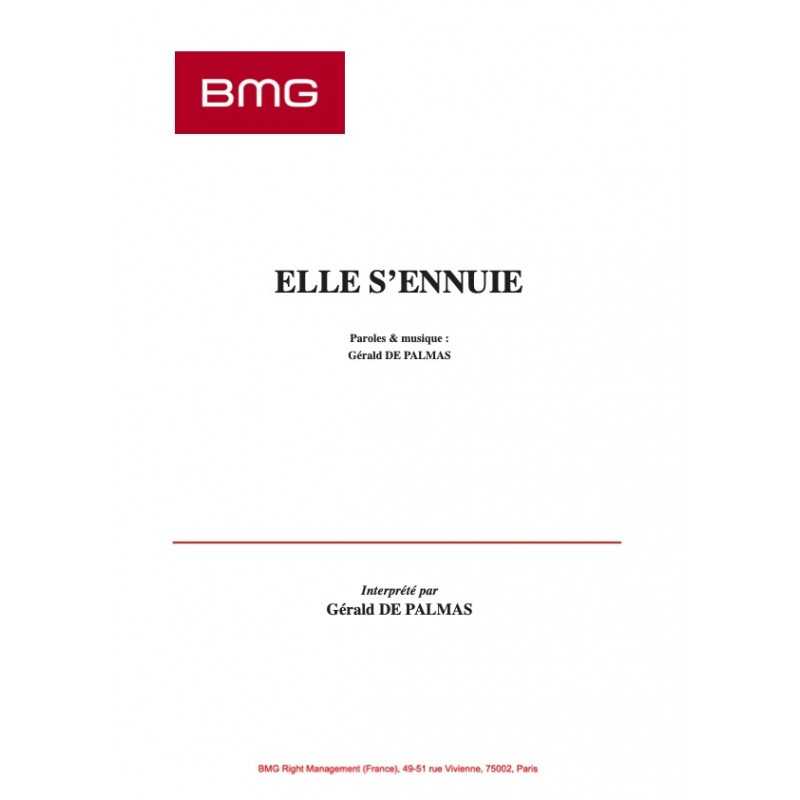 Sheet music ELLE S'ENNUIE Gérald DE PALMAS