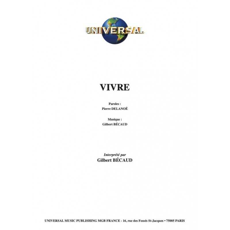 Sheet music VIVRE Gilbert Bécaud