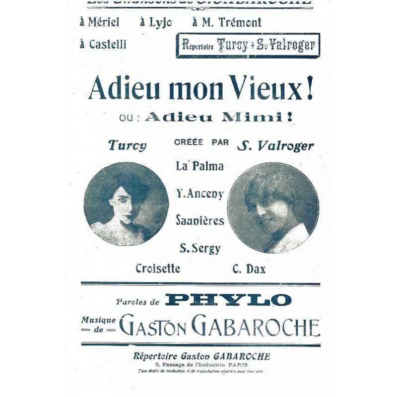 Partition ADIEU MON VIEUX TURCY