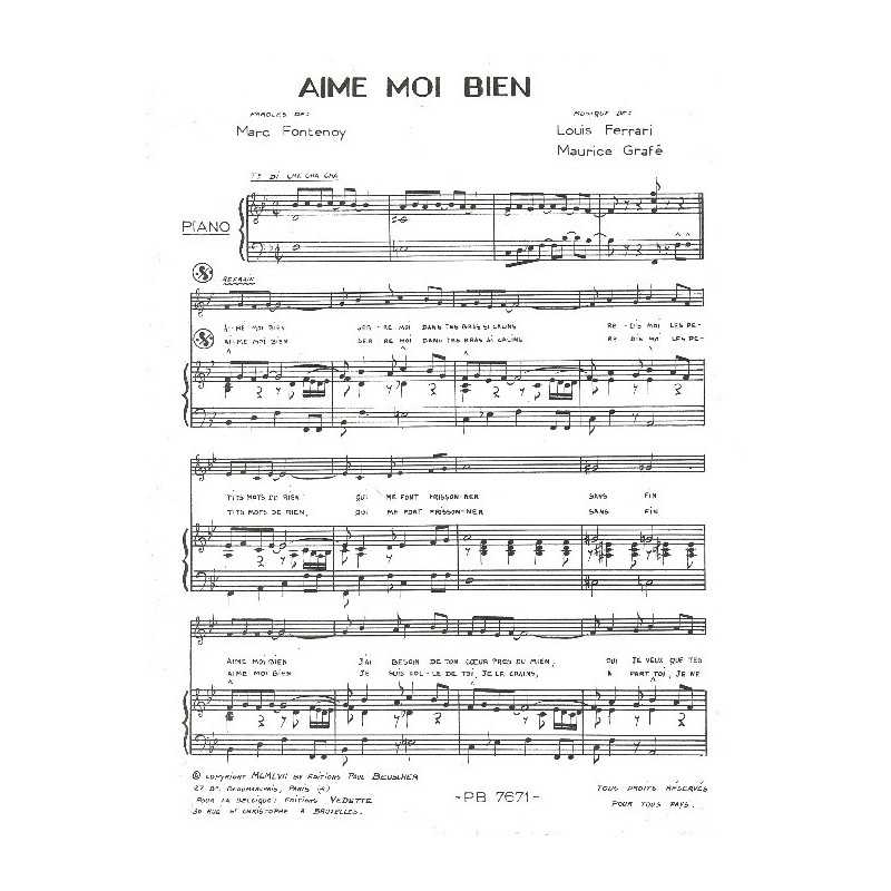 Partition AIME MOI BIEN Louis FERRARI