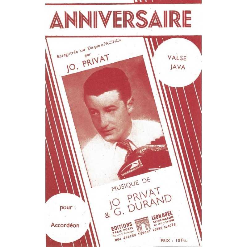 Partition ANNIVERSAIRE Jo PRIVAT