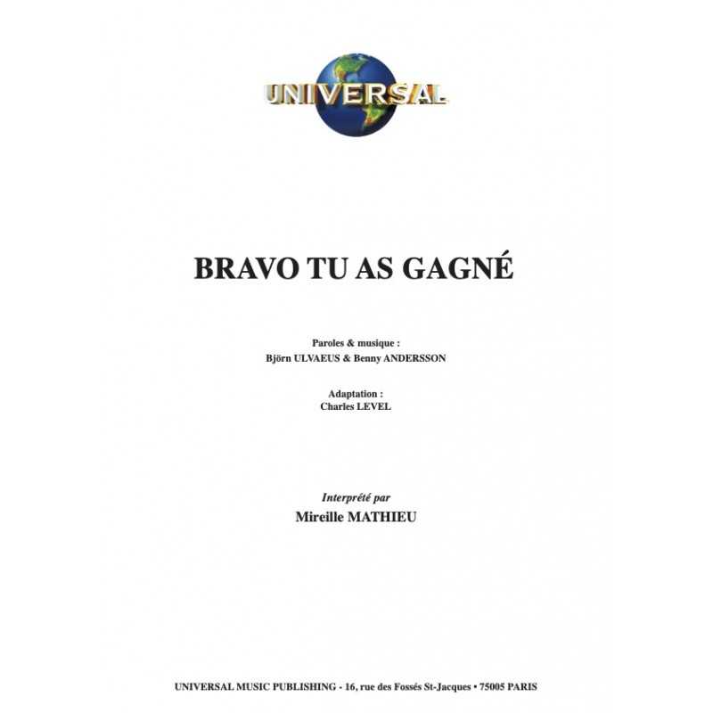 Sheet music BRAVO TU AS GAGNÉ Mireille Mathieu pdf