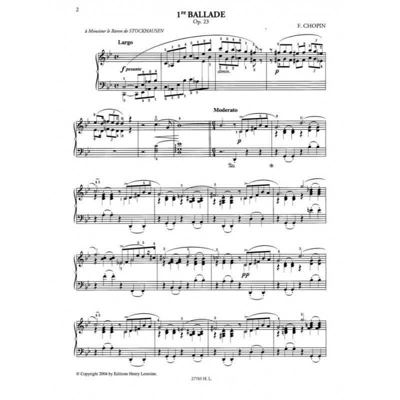 BALLADE N° 1 OPUS 23 EN SOL MINEUR