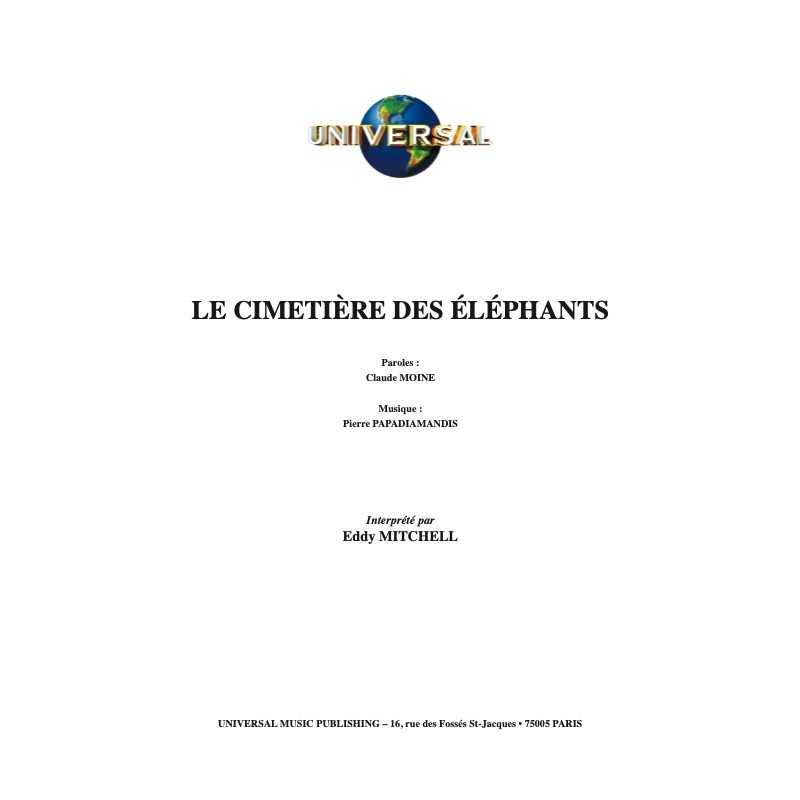 Partition LE CIMETIÈRE DES ÉLÉPHANTS