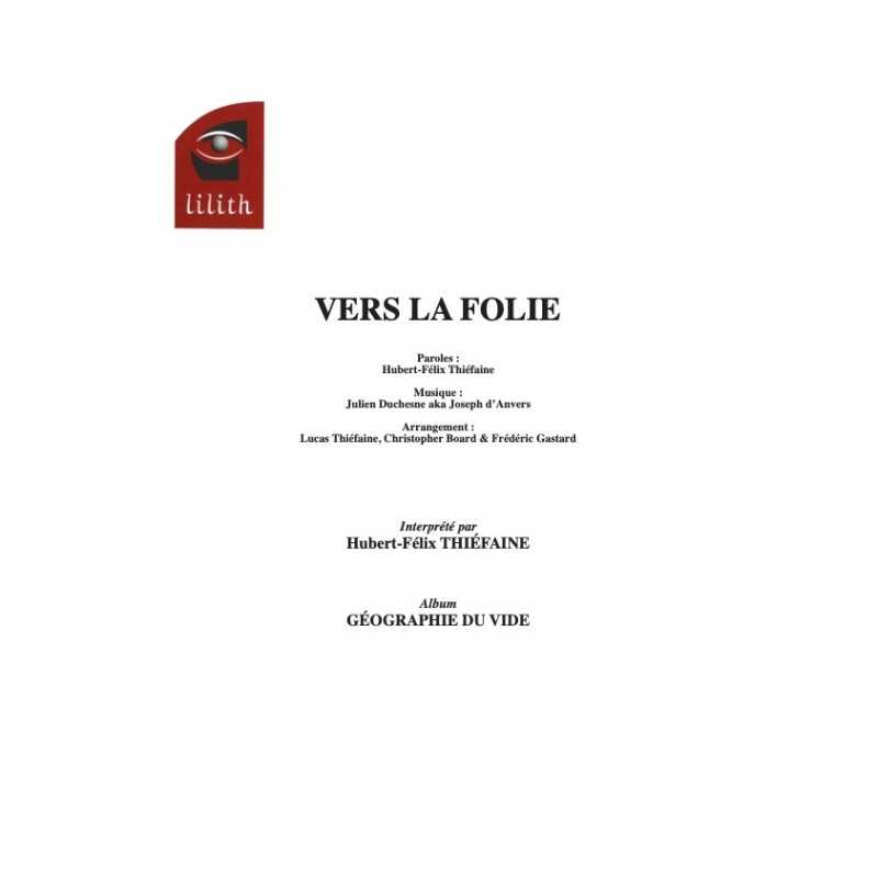 Partition VERS LA FOLIE Hubert Félix Thiéfaine