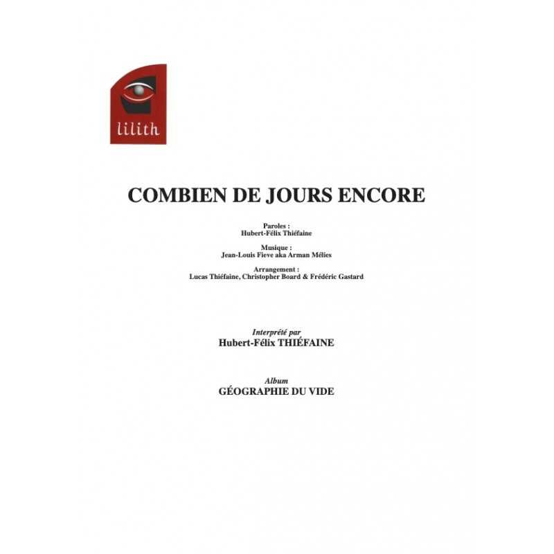Partition COMBIEN DE JOURS ENCORE Hubert Félix Thiéfaine