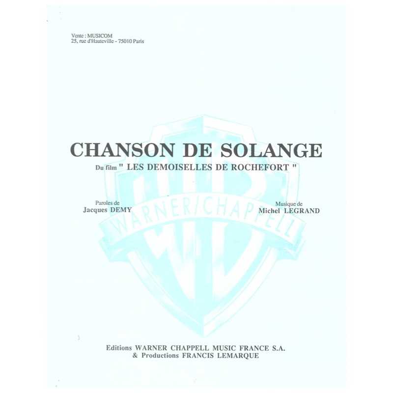 Sheet music CHANSON DE SOLANGE Michel LEGRAND PDF