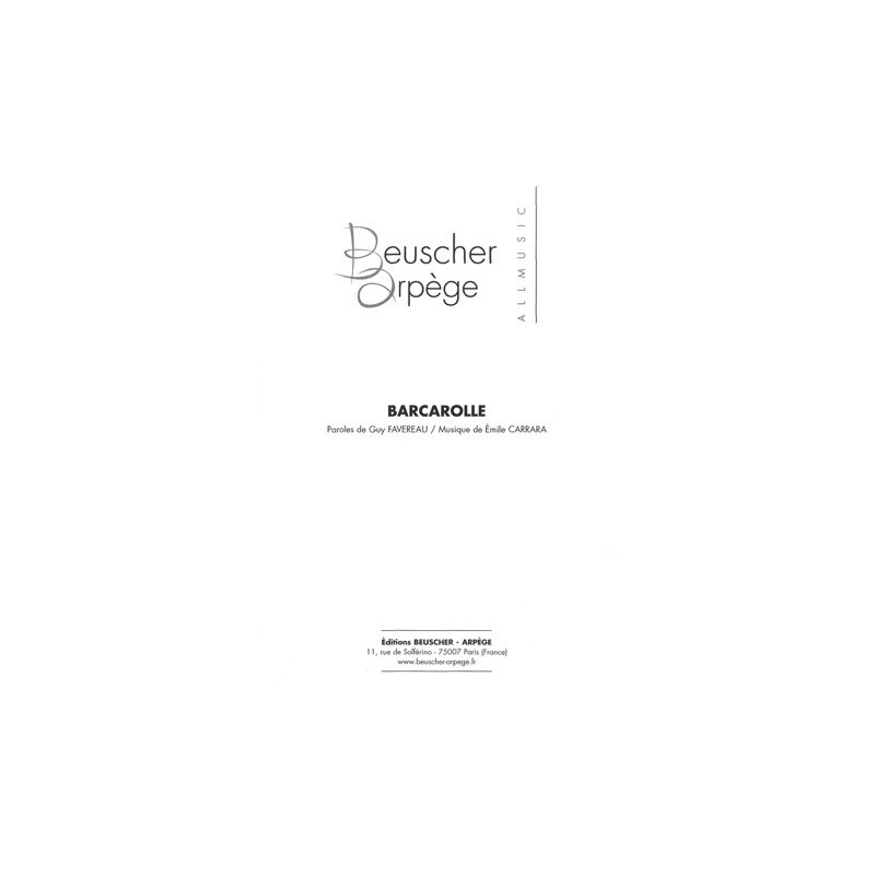 Partition BARCAROLLE Emile CARRARA