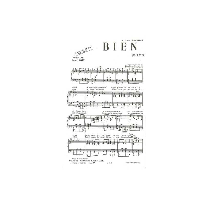 Partition BIEN SOLOS (BIEN SEUL) Léon AGEL