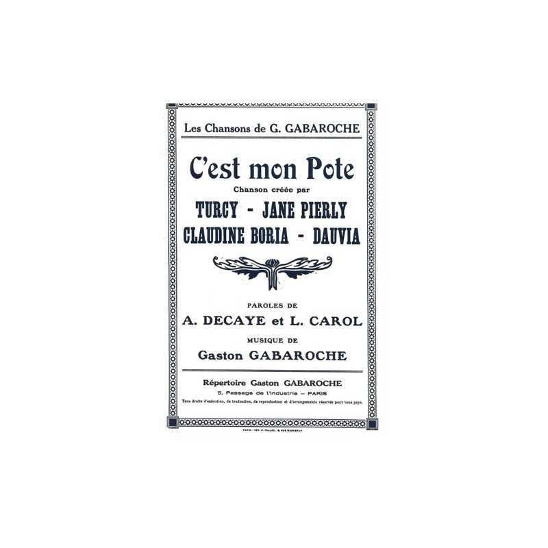 Partition C'EST MON POTE Gaston GABAROCHE