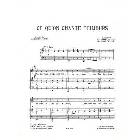 CE QU'ON CHANTE TOUJOURS