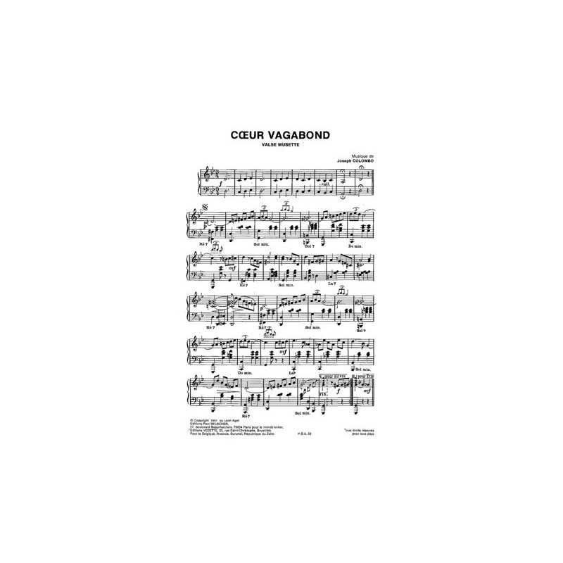 Partition COEUR VAGABOND Joseph COLOMBO