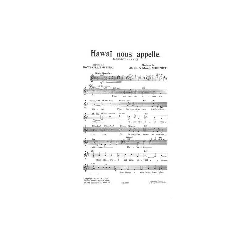 Partition HAWAI NOUS APPELLE… Marguerite MONNOT