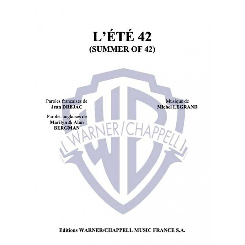 Partition L'ÉTÉ 42 (SUMMER OF 42) Michel LEGRAND soundtrack