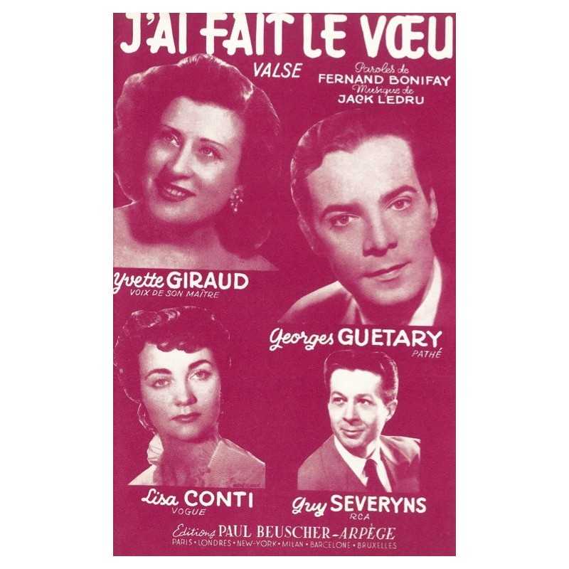 Partition J'AI FAIT LE VŒU Georges GUETARY