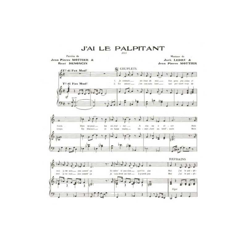 Partition J'AI LE PALPITANT Annie CORDY