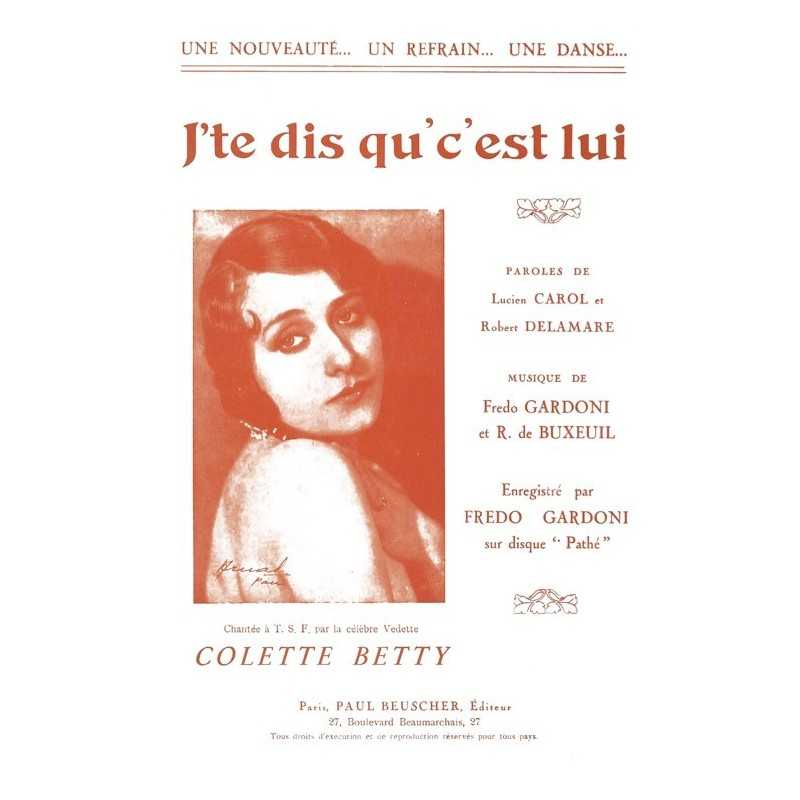 Partition J'TE DIS QU'C'EST LUI Fredo GARDONI