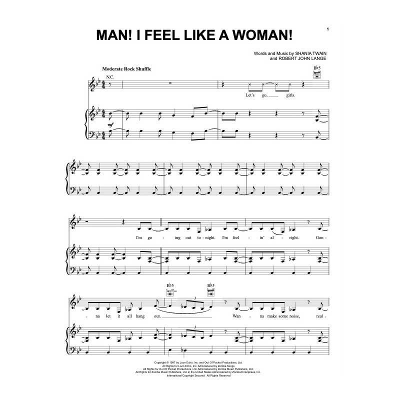 Partition MAN ! I FEEL LIKE A WOMAN ! Shania Twain