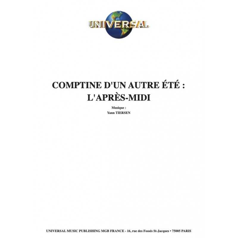 Sheet music COMPTINE D'UN AUTRE ÉTÉ L'APRÈS-MIDI Yann Tiersen