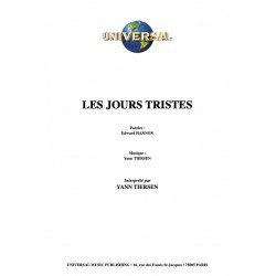 Sheet music LES JOURS TRISTES Yann Tiersen