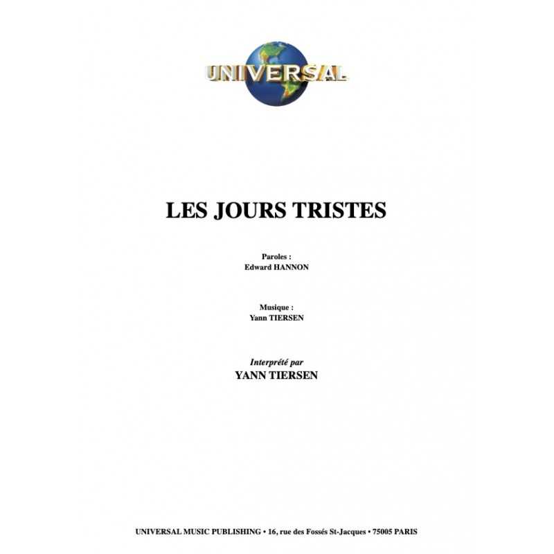 Sheet music LES JOURS TRISTES Yann Tiersen