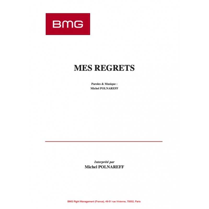 Sheet music MES REGRETS Michel Polnareff