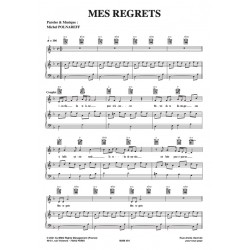 Sheet music MES REGRETS Michel Polnareff