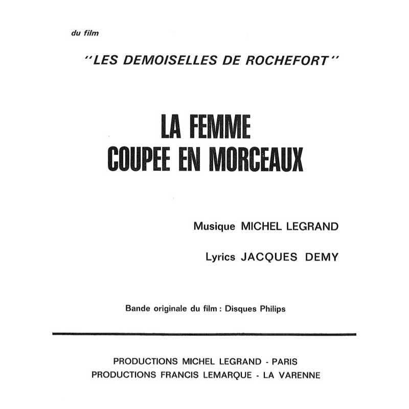 Sheet music LA FEMME COUPÉE EN MORCEAUX Michel Legrand