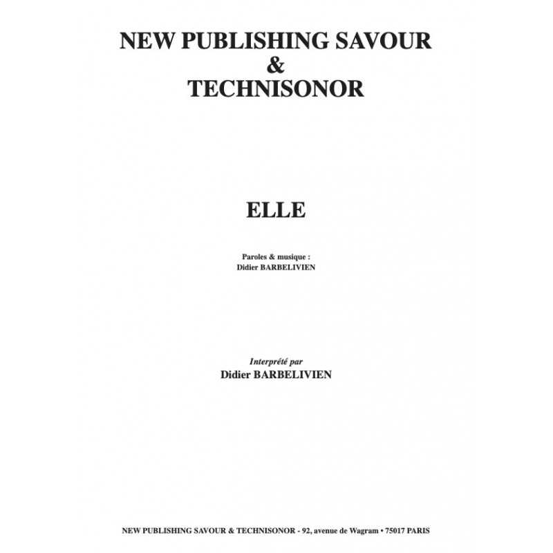 Partition ELLE Didier Barbelivien