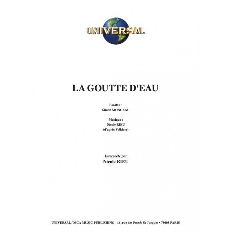 Sheet music LA GOUTTE D'EAU Nicole RIEU