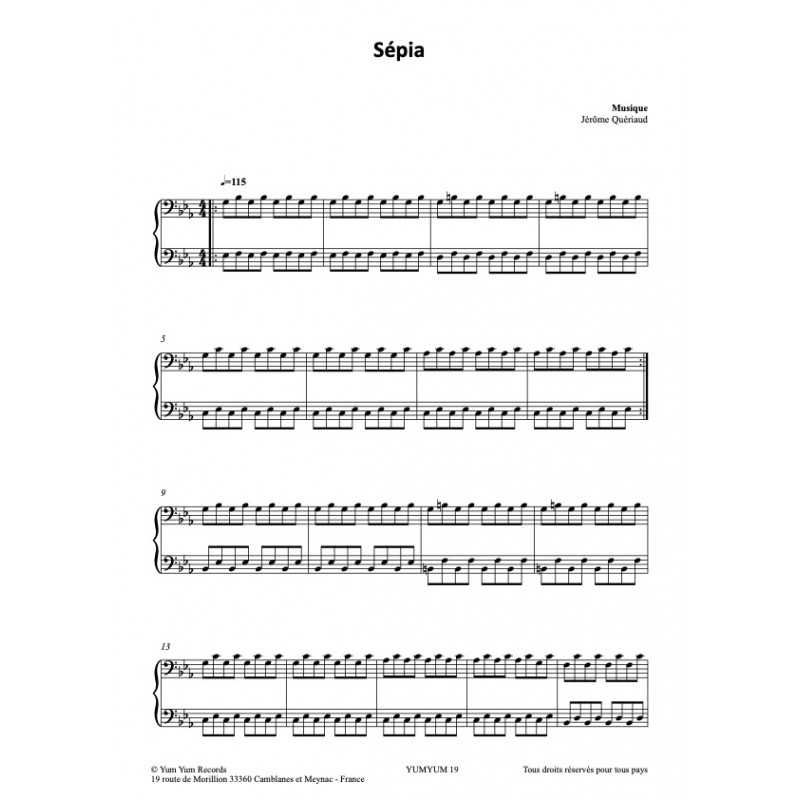 Sheet music SÉPIA Jérôme Quériaud pdf